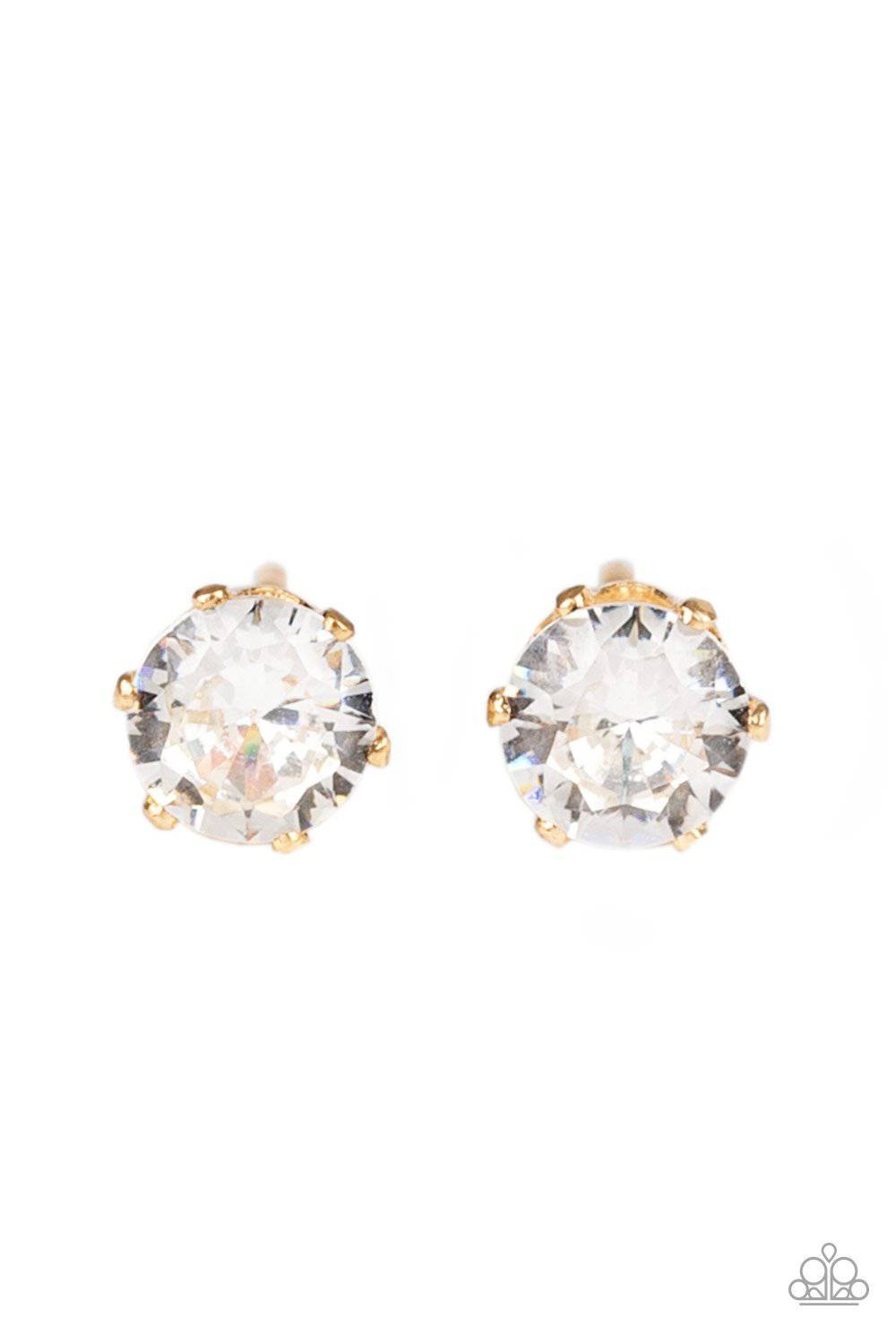 Delicately Dainty - Gold Cubic Zirconia Earrings - Paparazzi Accessories - GlaMarous Titi Jewels