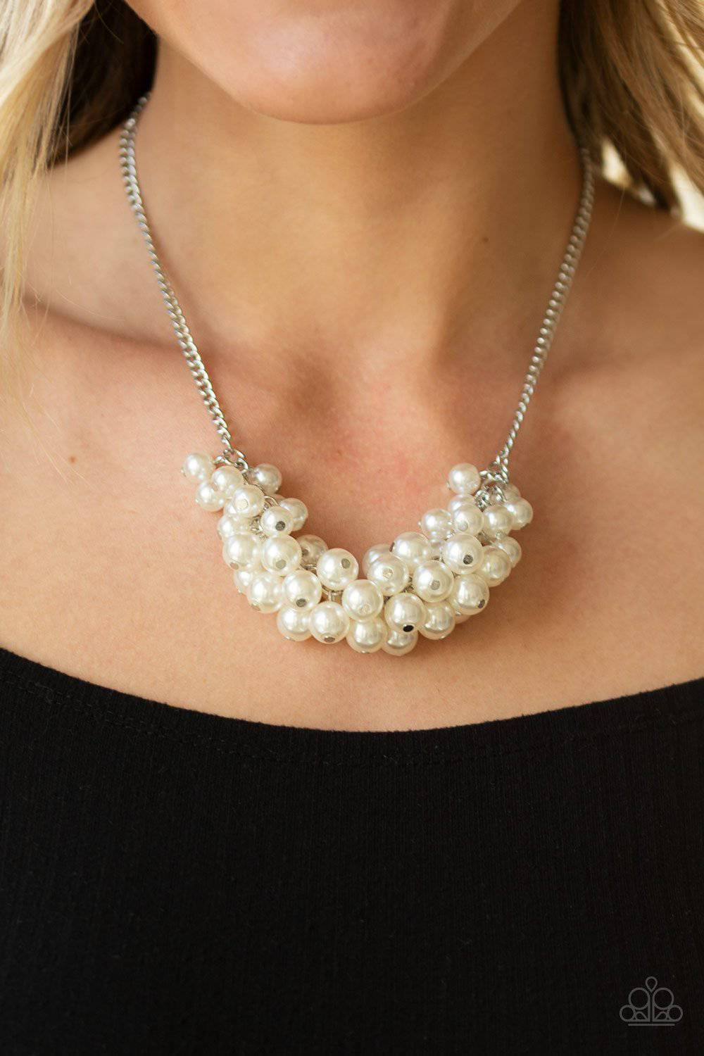 Grandiose Glimmer - Silver & White Pearl Necklace - Paparazzi Accessories - GlaMarous Titi Jewels