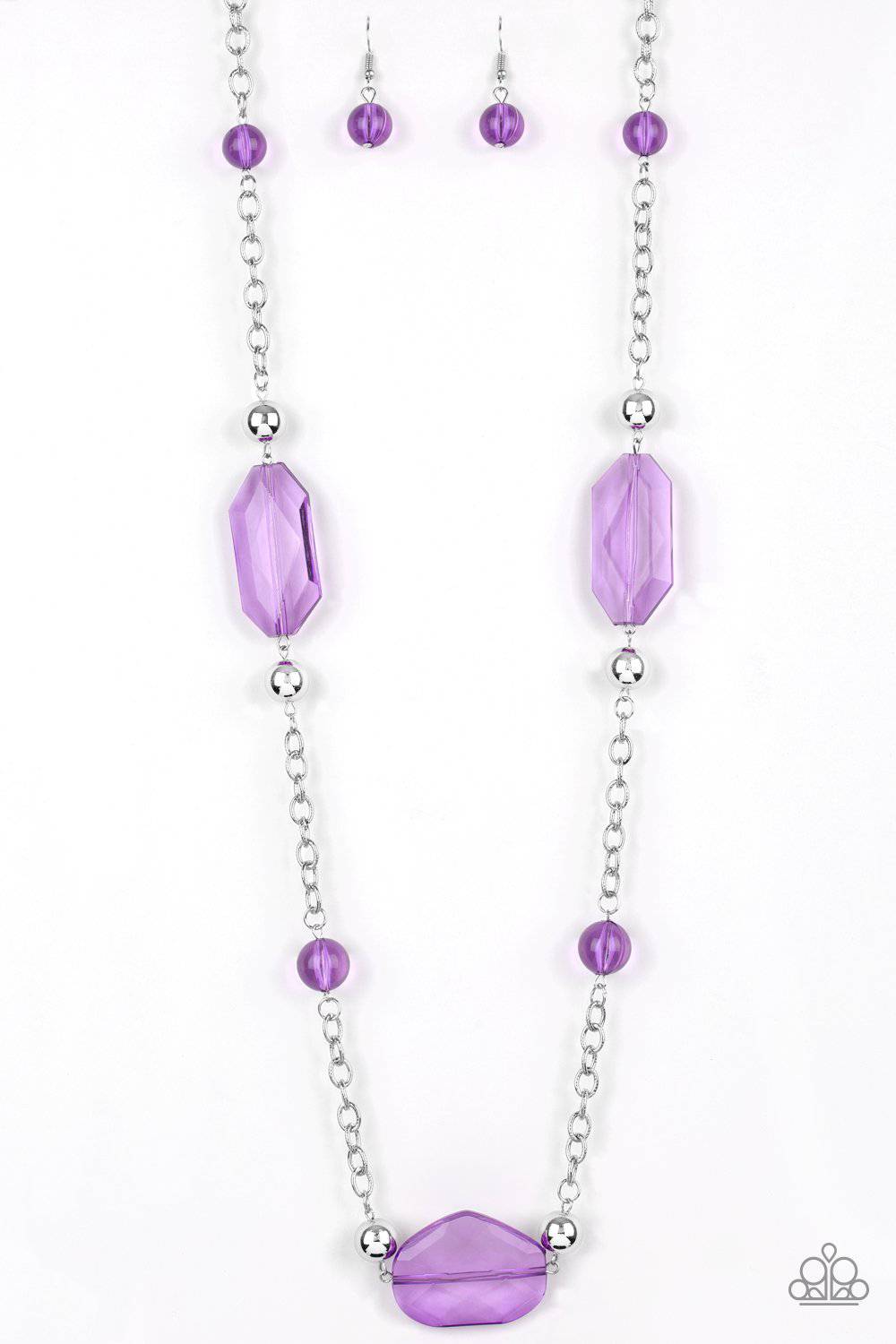 Crystal Charm - Silver & Purple Necklace - Paparazzi Accessories - GlaMarous Titi Jewels