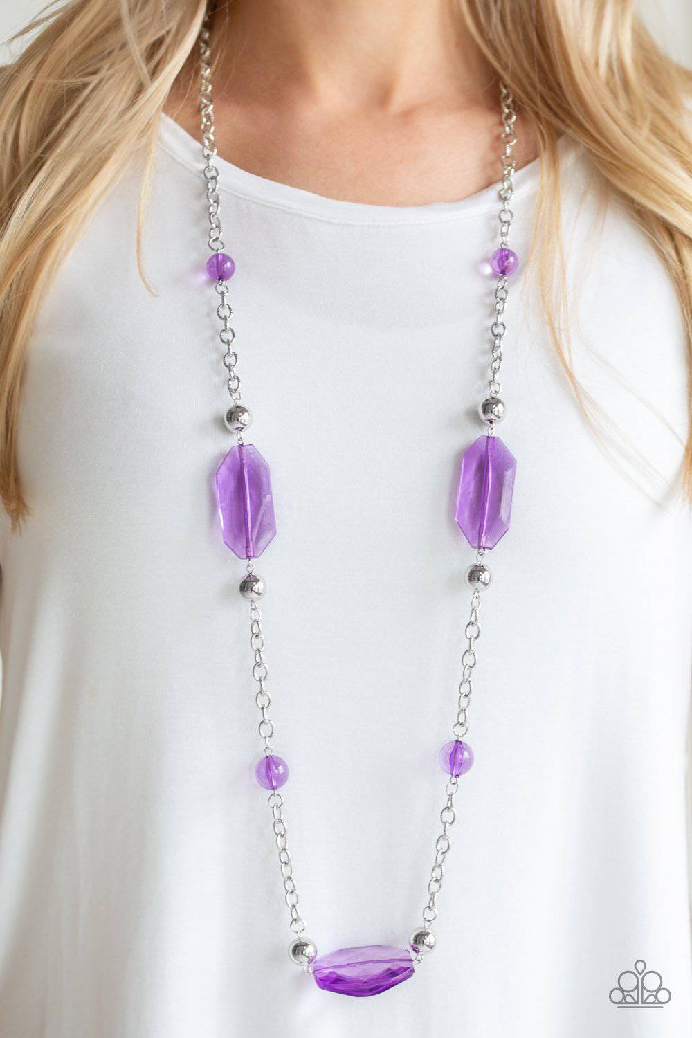 Crystal Charm - Silver & Purple Necklace - Paparazzi Accessories - GlaMarous Titi Jewels