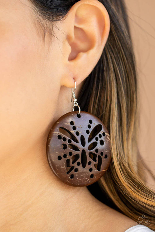 Bali Butterfly - Brown Wood Butterfly Earrings - Paparazzi Accessories - GlaMarous Titi Jewels