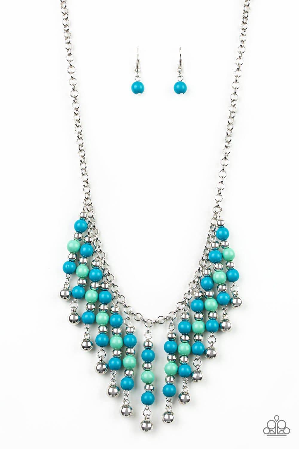 Your SUNDAES Best - Blue, Green & Silver Bead Necklace - Paparazzi Accessories - GlaMarous Titi Jewels