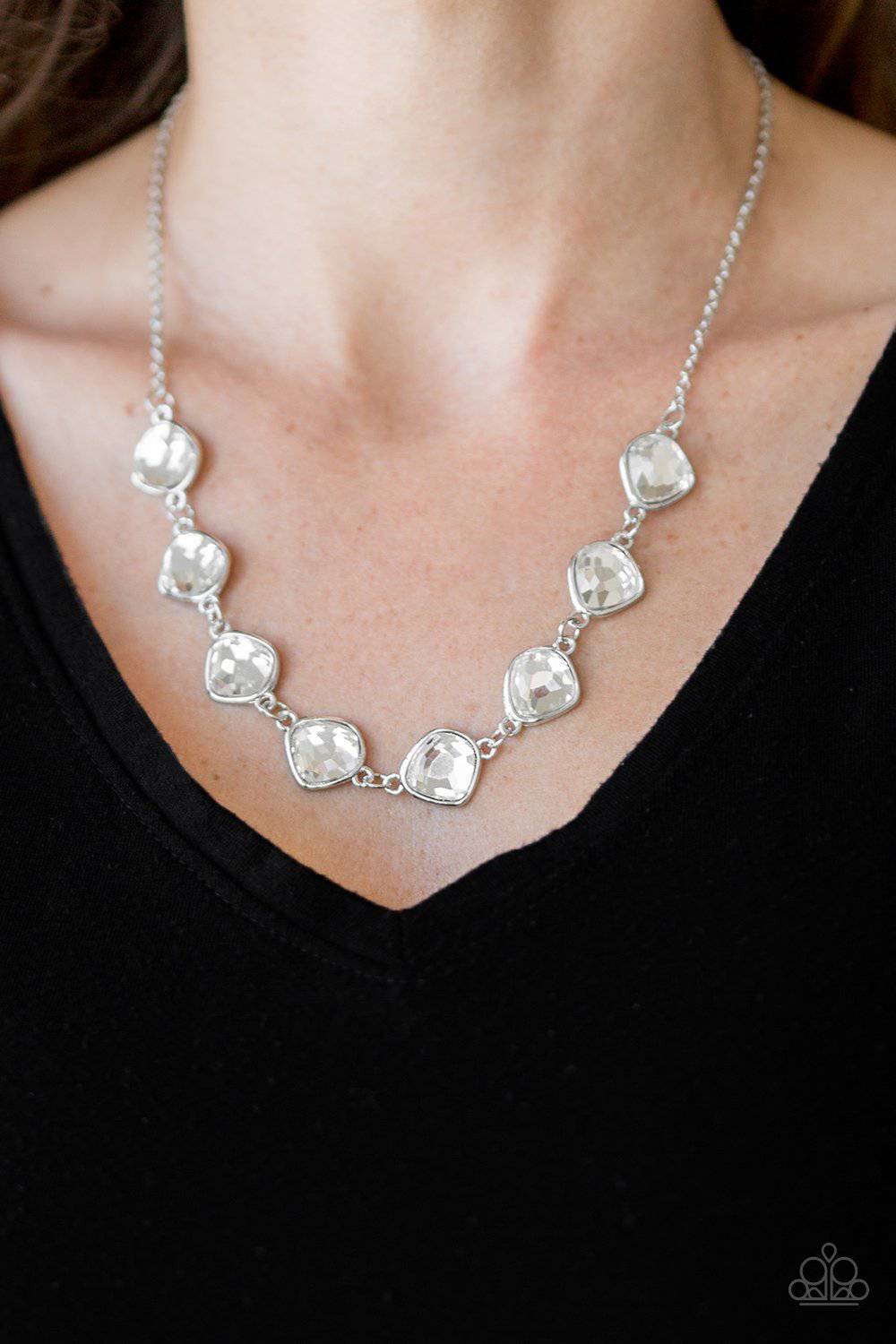 The Imperfectionist - White & Silver Necklace - Paparazzi Accessories - GlaMarous Titi Jewels