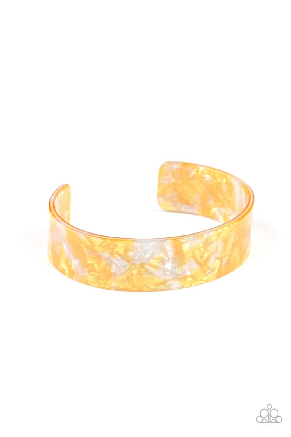 Glaze Daze - Yellow Acrylic Cuff Bracelet -Paparazzi Accessories - GlaMarous Titi Jewels