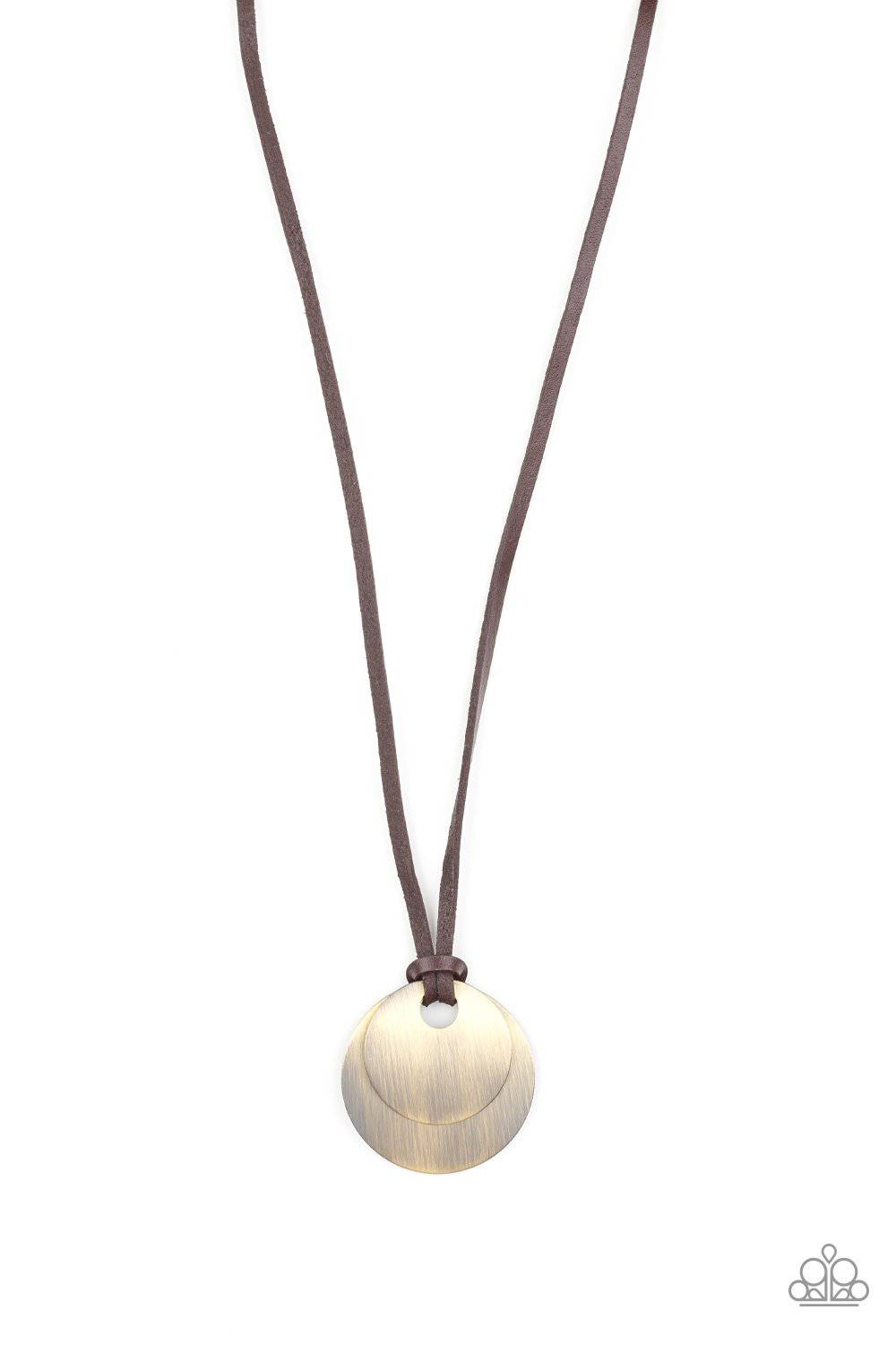 Clean Slate - Brass & Brown Leather Necklace - Paparazzi Accessories