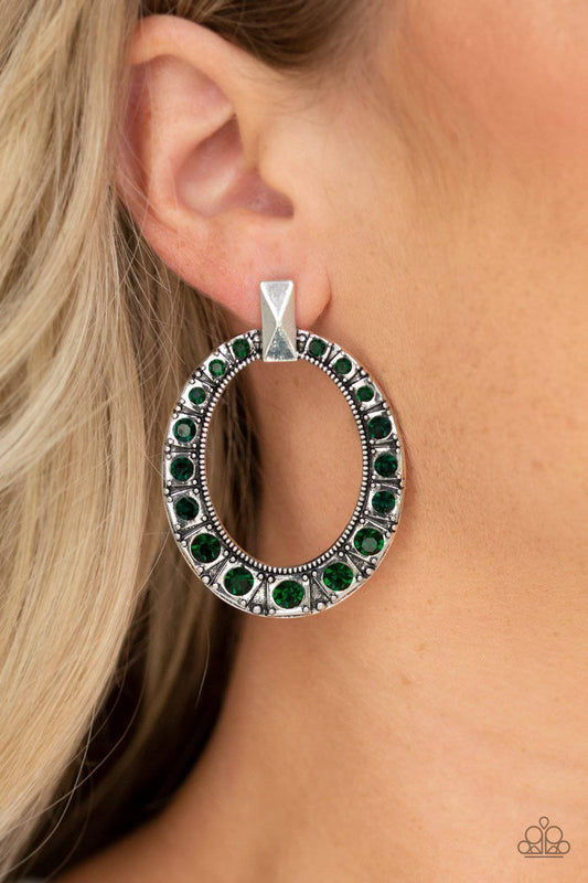 All For GLOW - Green Rhinestone Earrings - Paparazzi Accessories - GlaMarous Titi Jewels