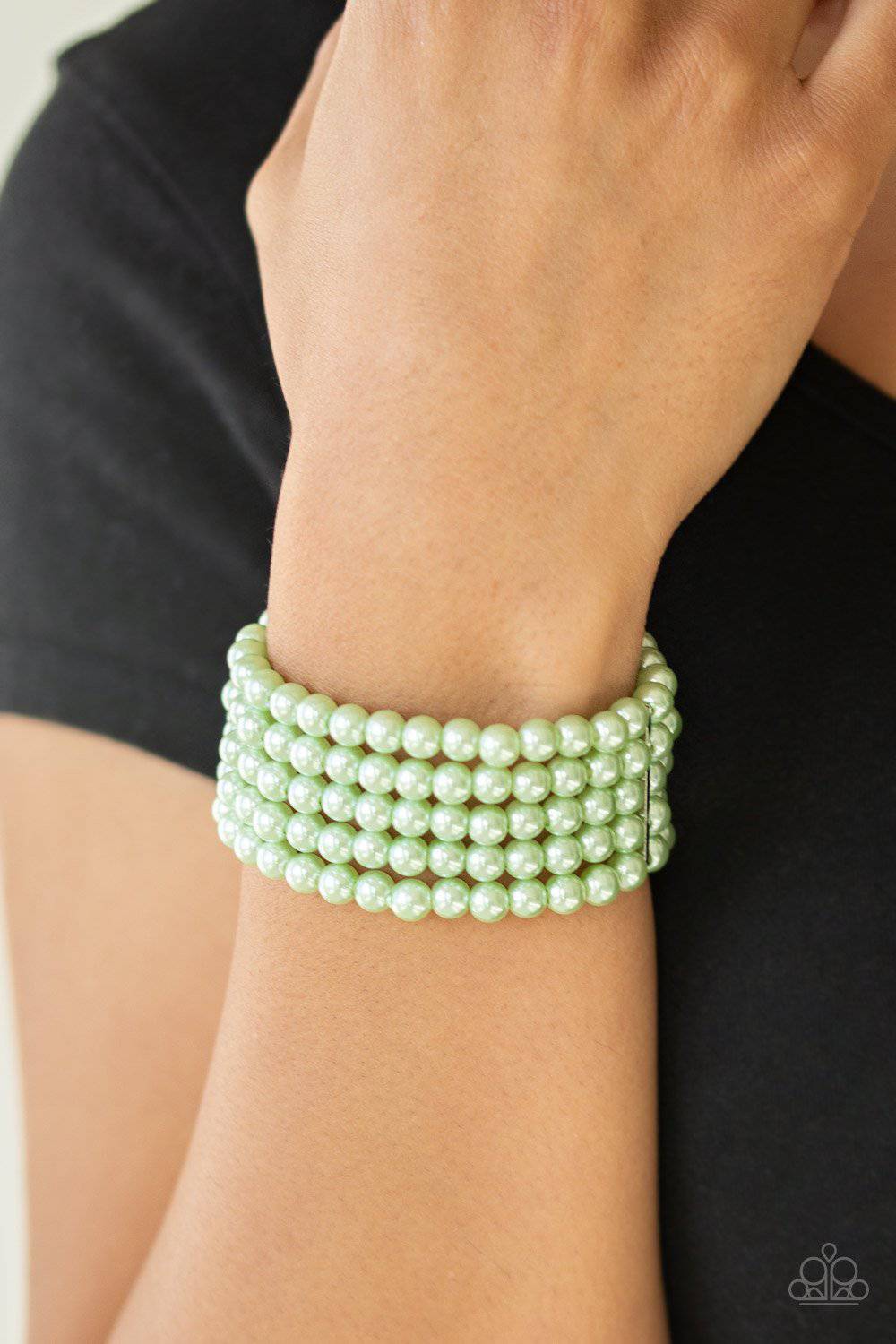 Pearl Bliss - Green Pearl Stretchy Bracelet - Paparazzi Accessories - GlaMarous Titi Jewels