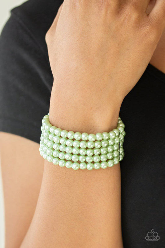 Pearl Bliss - Green Pearl Stretchy Bracelet - Paparazzi Accessories - GlaMarous Titi Jewels