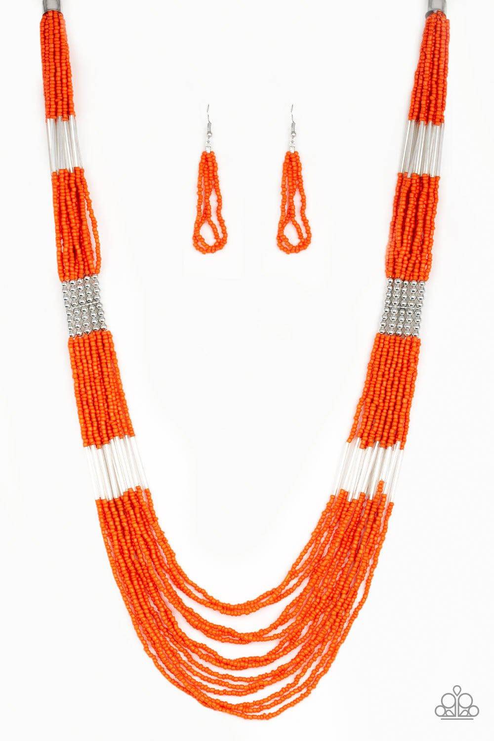 Let It BEAD - Orange Seed Bead Necklace - Paparazzi Accessories - GlaMarous Titi Jewels