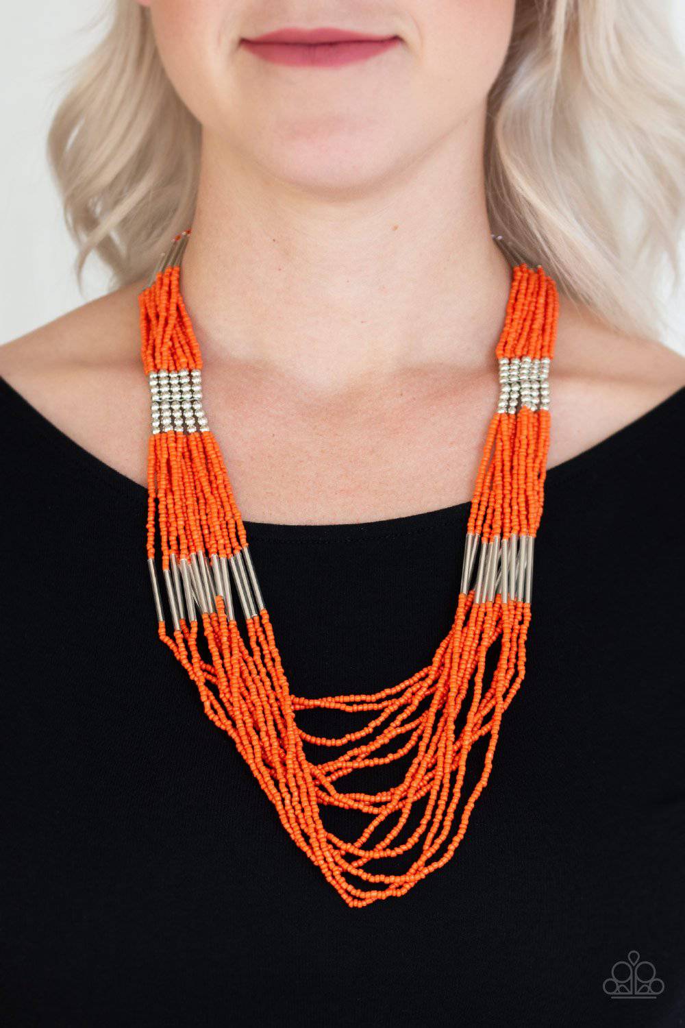 Let It BEAD - Orange Seed Bead Necklace - Paparazzi Accessories - GlaMarous Titi Jewels