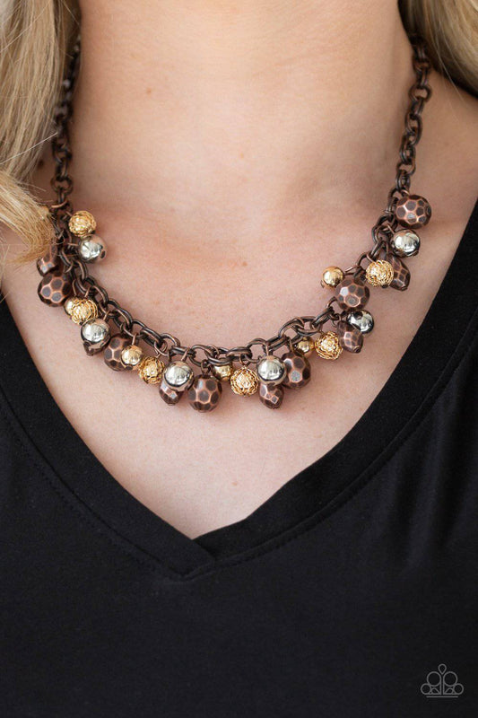 Building My Brand - Copper, Gold & Silver Bead Necklace - Paparazzi Accessories - GlaMarous Titi Jewels