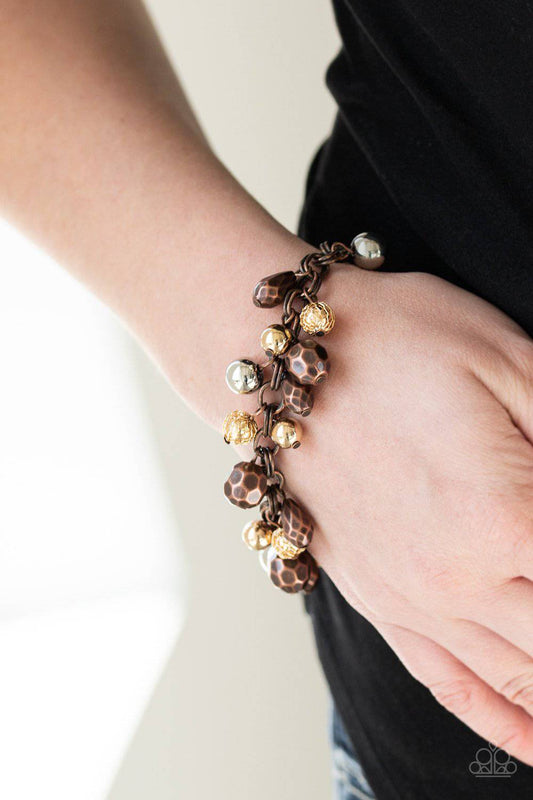 Invest In This - Copper, Gold & Silver Bead Bracelet - Paparazzi Accessories - GlaMarous Titi Jewels
