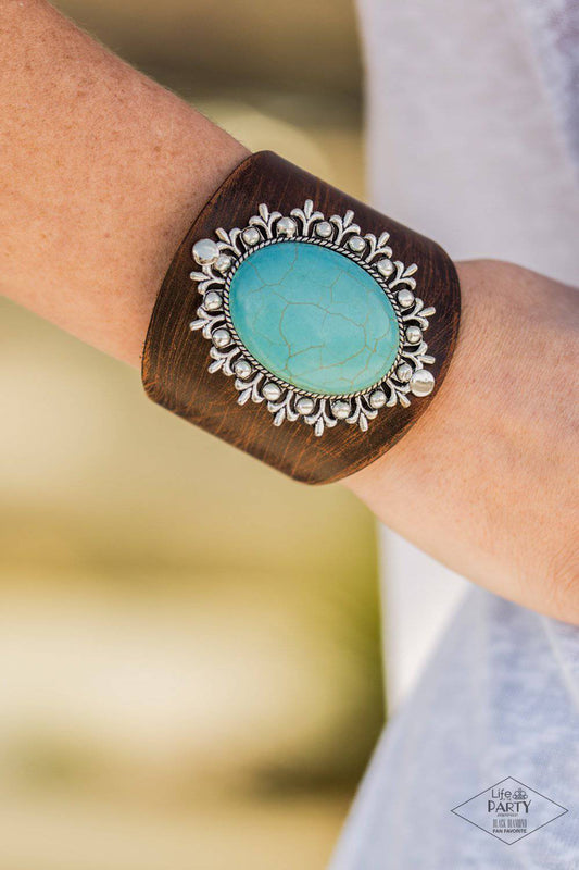 Born Out West - Brown Leather & Turquoise Bracelet - Paparazzi Accessories - GlaMarous Titi Jewels