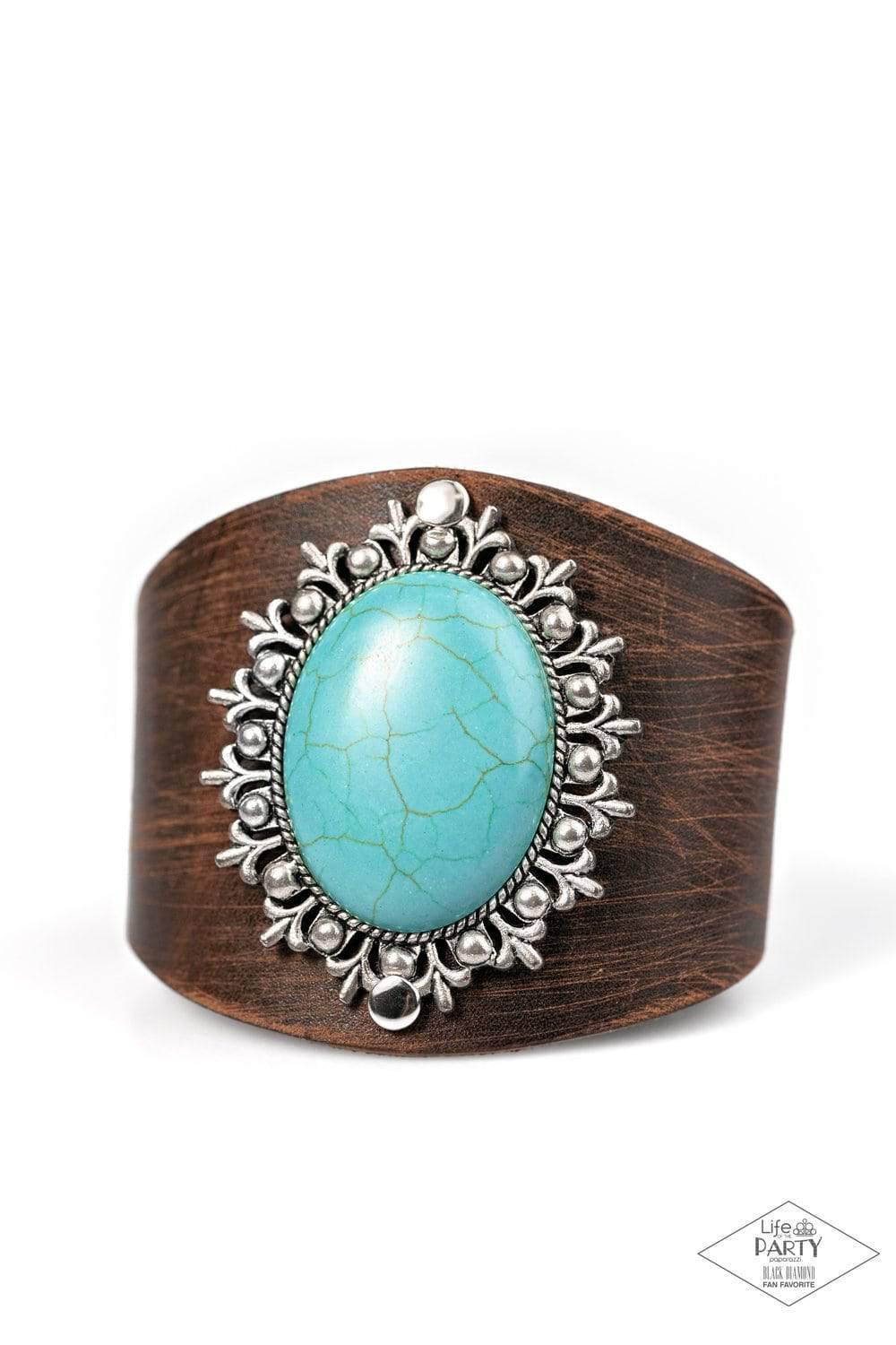 Born Out West - Brown Leather & Turquoise Bracelet - Paparazzi Accessories - GlaMarous Titi Jewels