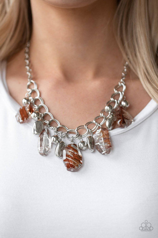Chroma Drama - Brown Glassy Bead Necklace - Paparazzi Accessories - GlaMarous Titi Jewels