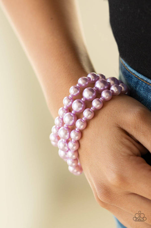 Total PEARL-fection - Purple Pearls Stretchy Bracelet - Paparazzi Accessories - GlaMarous Titi Jewels