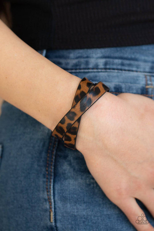 All GRRirl - Brown & Black Cheetah Wrap Bracelet - Paparazzi Accessories - GlaMarous Titi Jewels