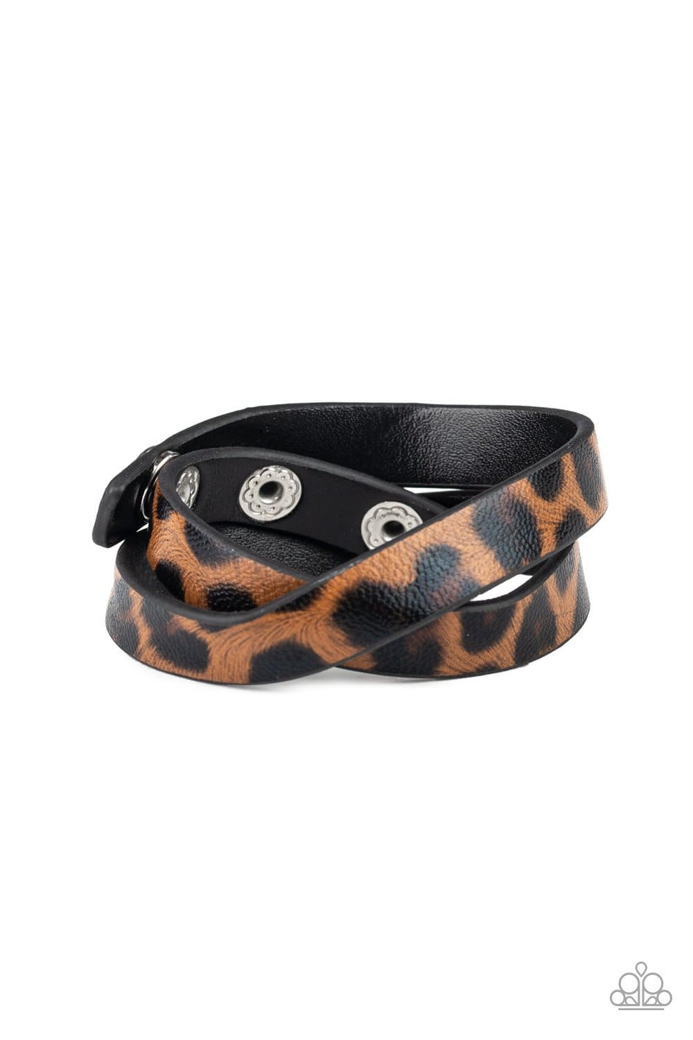 All GRRirl - Brown & Black Cheetah Wrap Bracelet - Paparazzi Accessories - GlaMarous Titi Jewels