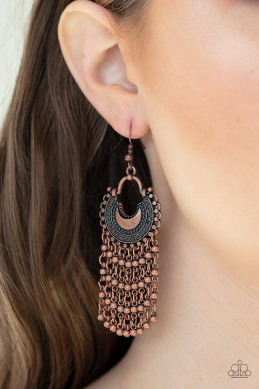 Catching Dreams - Copper Fringe Earrings - Paparazzi Accessories - GlaMarous Titi Jewels
