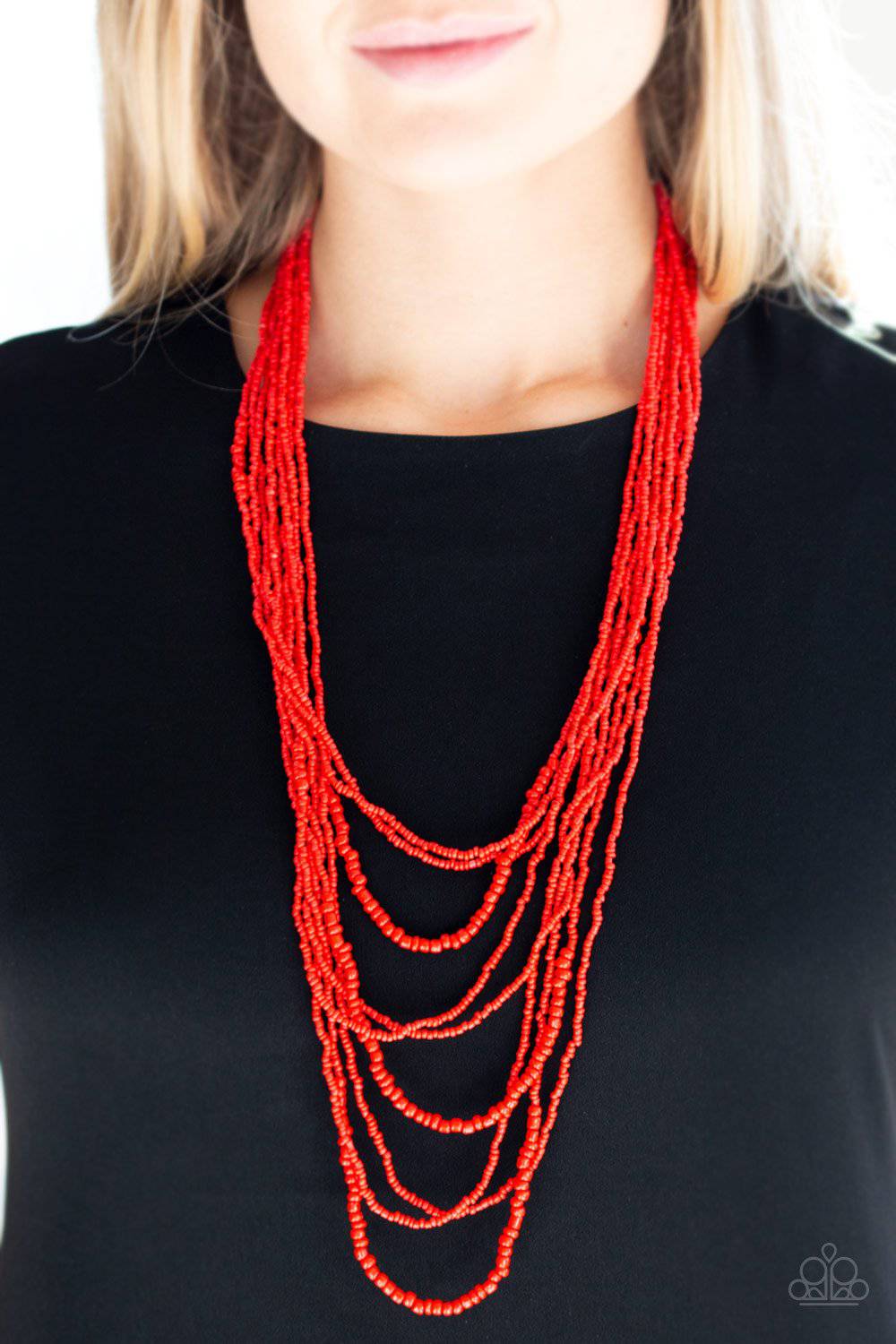 Totally Tonga - Red Seed Bead Necklace - Paparazzi Accessories - GlaMarous Titi Jewels