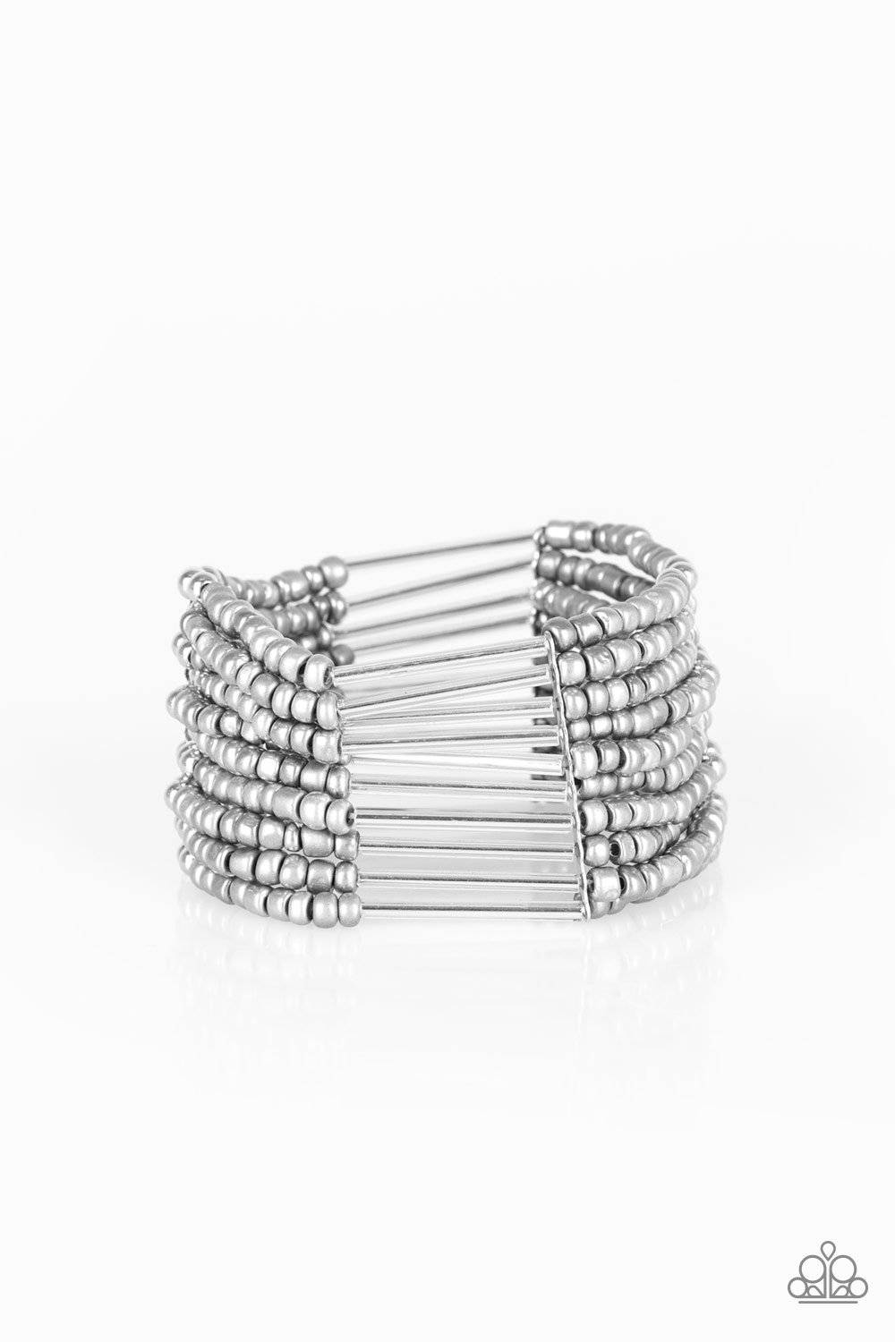 Rural Retreat - Silver Seed Bead Stretchy Bracelet - Paparazzi Accessories - GlaMarous Titi Jewels