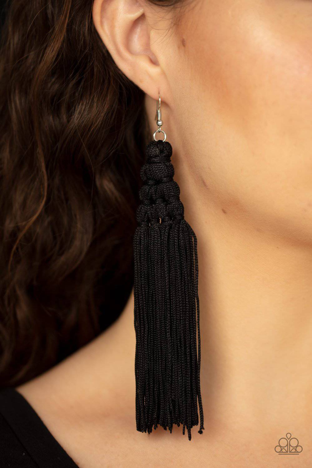 Magic Carpet Ride - Black Fringe Earrings - Paparazzi Accessories - GlaMarous Titi Jewels