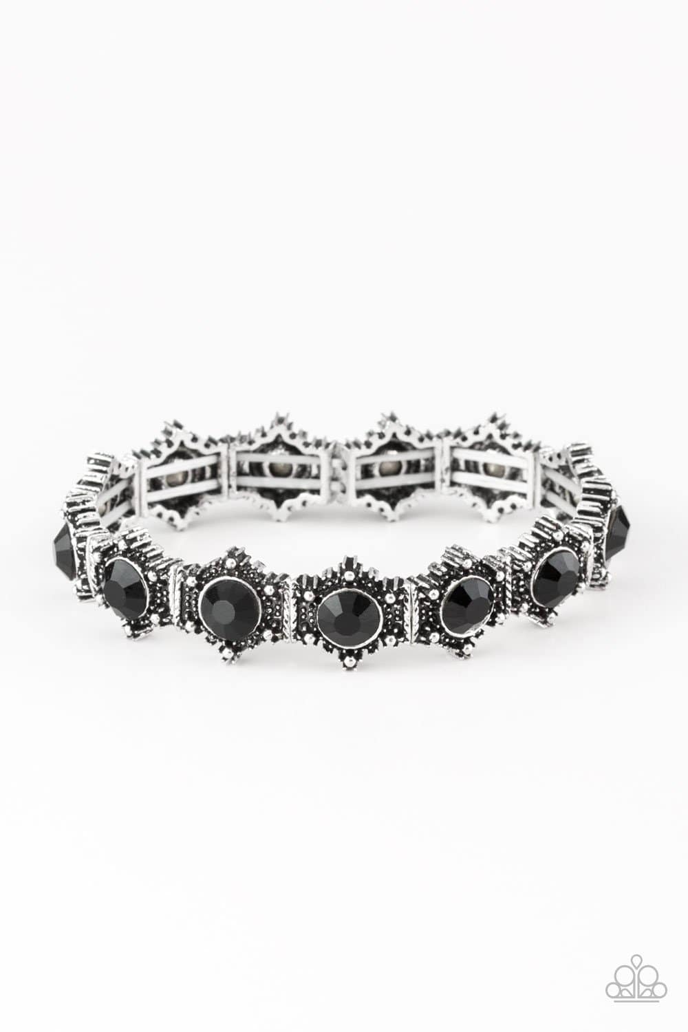 Strut Your Stuff - Black Rhinestone Stretchy Bracelet - Paparazzi Accessories - GlaMarous Titi Jewels