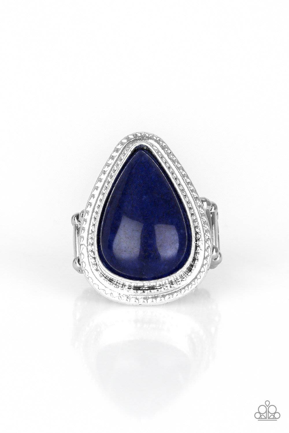 Mojave Mist - Blue Stone Ring - Paparazzi Accessories - GlaMarous Titi Jewels