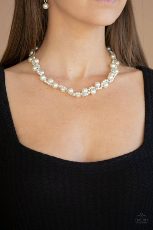 Uptown Opulence - White Rhinestones & Pearls - Paparazzi Accessories - GlaMarous Titi Jewels