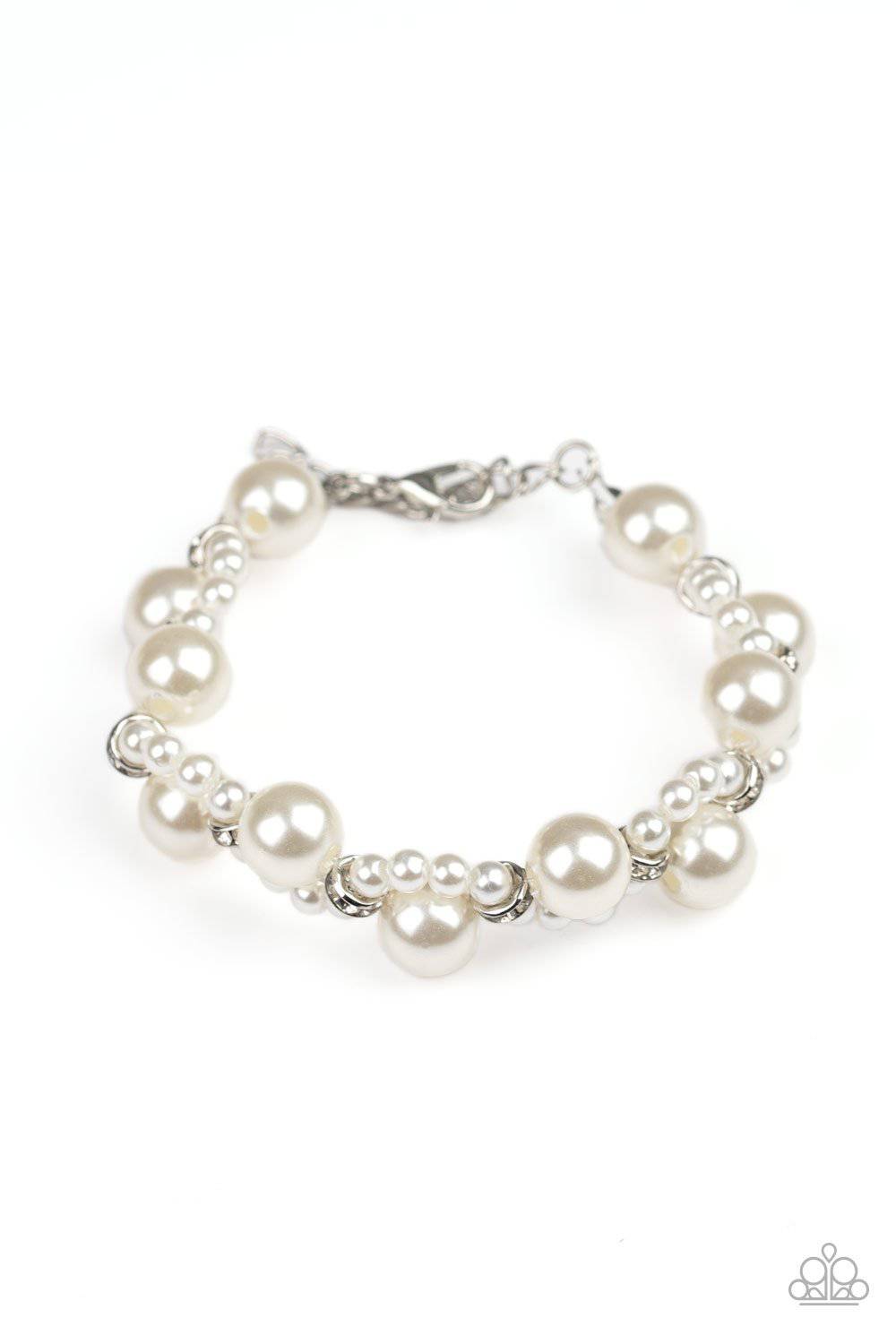 Utmost Uptown - White & Pearl Rhinestone Bracelet - Paparazzi Accessories - GlaMarous Titi Jewels