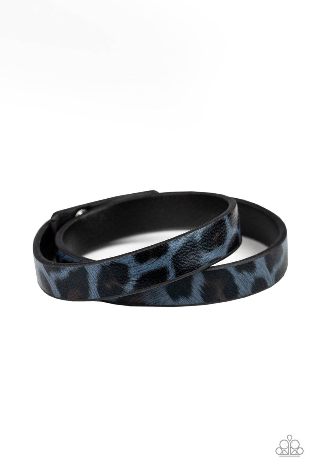 All GRRirl - Blue Cheetah Wrap Bracelet - Paparazzi Accessories - GlaMarous Titi Jewels