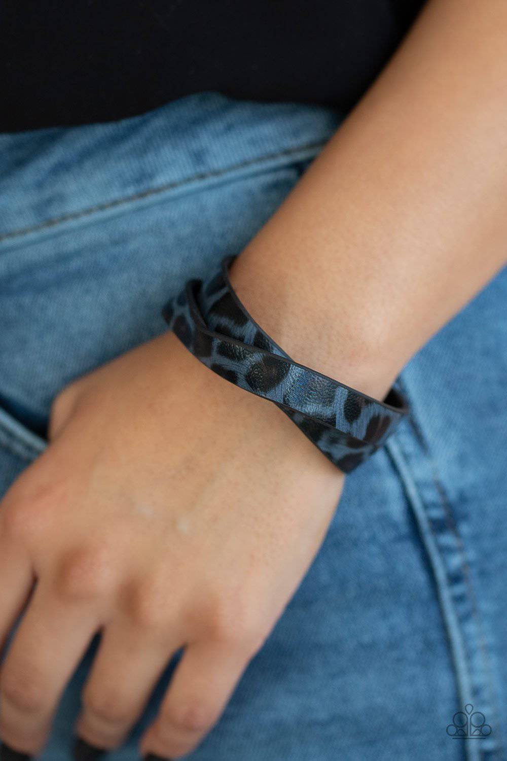 All GRRirl - Blue Cheetah Wrap Bracelet - Paparazzi Accessories - GlaMarous Titi Jewels