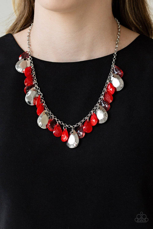 Hurricane Season - Red & Silver Necklace - Paparazzi Accessories - GlaMarous Titi Jewels