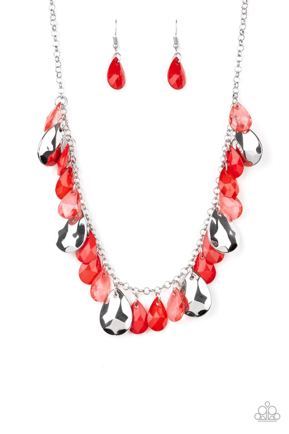 Hurricane Season - Red & Silver Necklace - Paparazzi Accessories - GlaMarous Titi Jewels