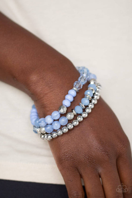 Sugary Shimmer - Blue Acrylic Stretchy Bracelets - Paparazzi Accessories - GlaMarous Titi Jewels