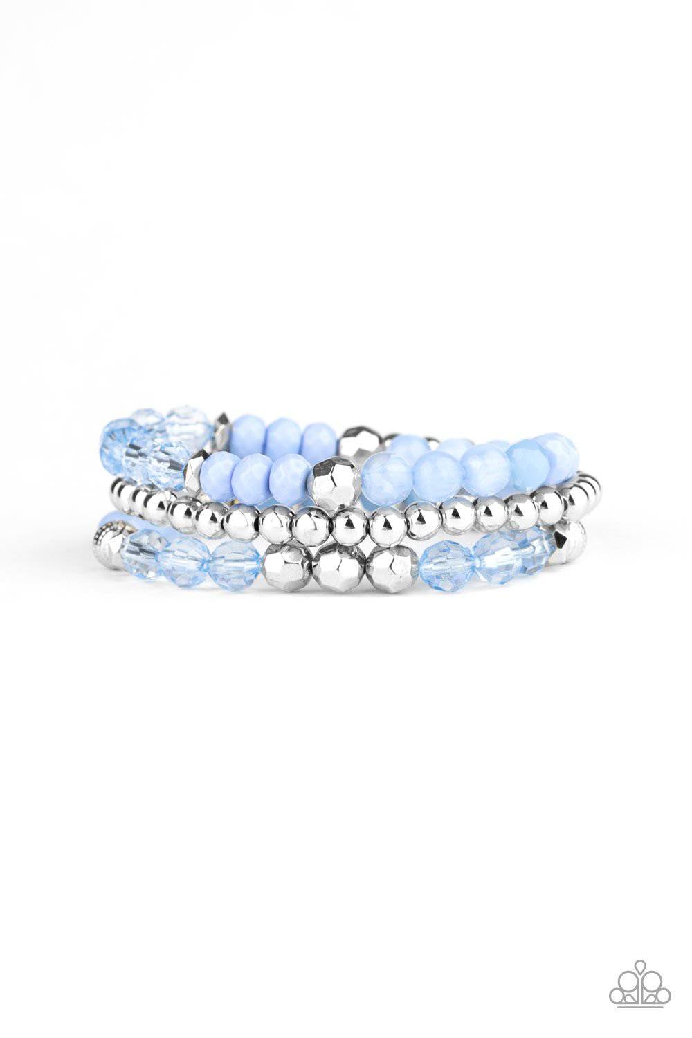 Sugary Shimmer - Blue Acrylic Stretchy Bracelets - Paparazzi Accessories - GlaMarous Titi Jewels