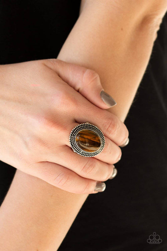 Outdoor Oasis - Brown Tiger's Eye Ring - Paparazzi Accessories - GlaMarous Titi Jewels