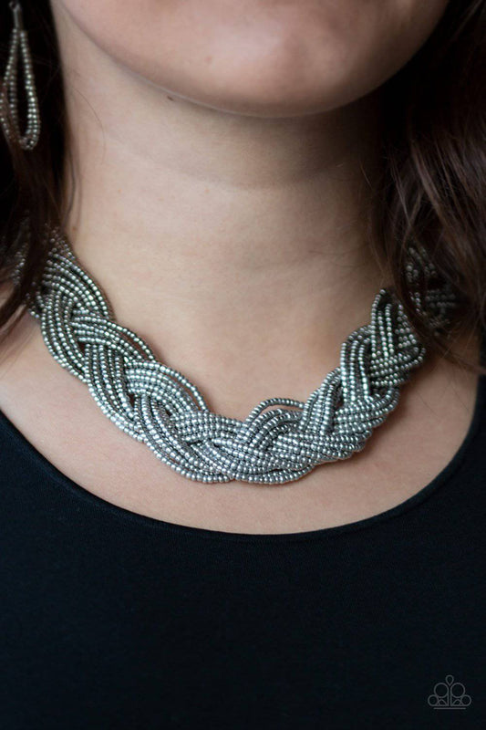 Brazilian Brilliance - Silver Seed Bead Necklace - Paparazzi Accessories - GlaMarous Titi Jewels