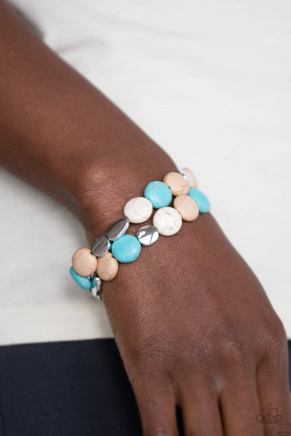 Simply Sedimentary - Red, Blue & Brown Stone Bracelet - Paparazzi Accessories - GlaMarous Titi Jewels