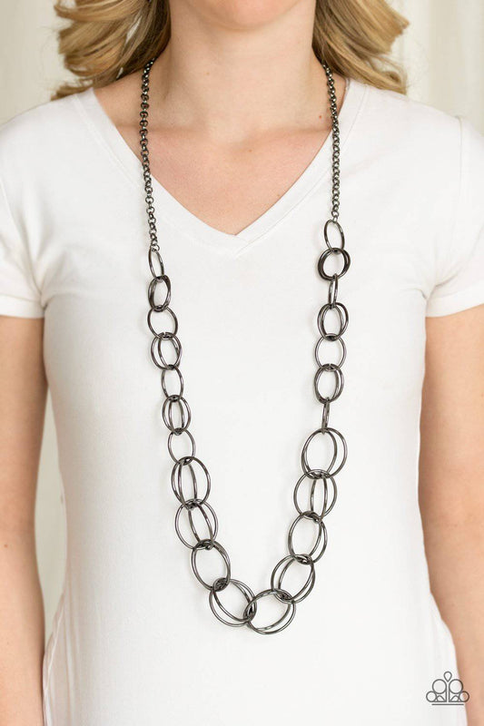 Elegantly Ensnared - Black Gunmetal Necklace - Paparazzi Accessories - GlaMarous Titi Jewels