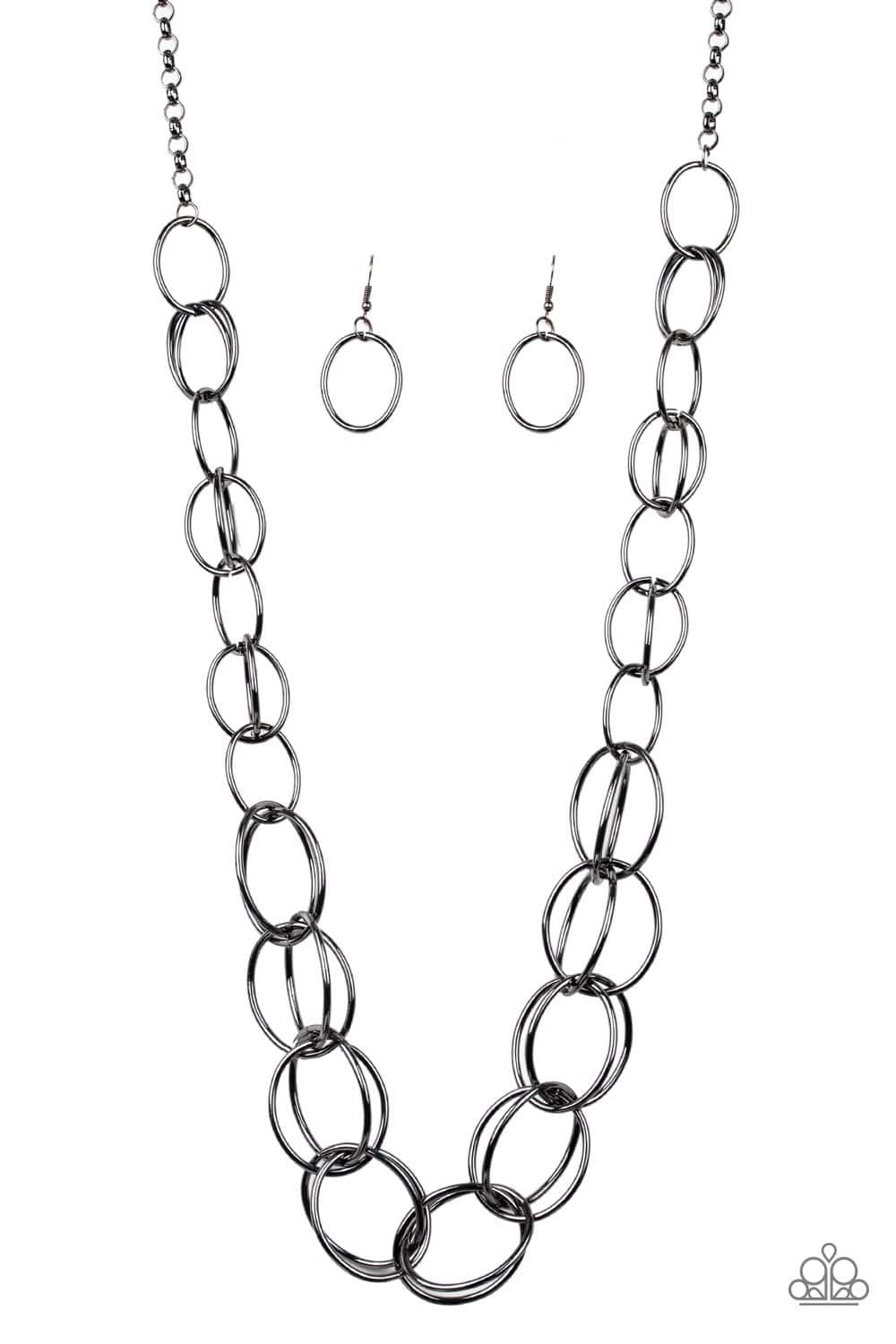 Elegantly Ensnared - Black Gunmetal Necklace - Paparazzi Accessories - GlaMarous Titi Jewels