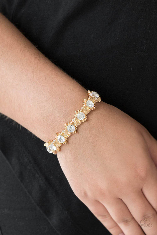 Strut Your Stuff - Gold Rhinestone Bracelet - Paparazzi Accessories - GlaMarous Titi Jewels