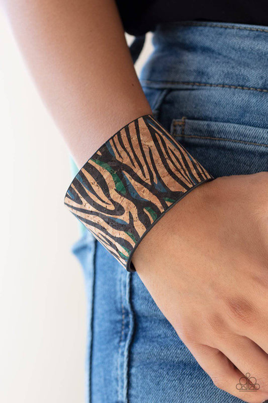 Show Your True Stripes - April 2020 Life of Party Blue Cork Bracelet - Paparazzi Accessories - GlaMarous Titi Jewels