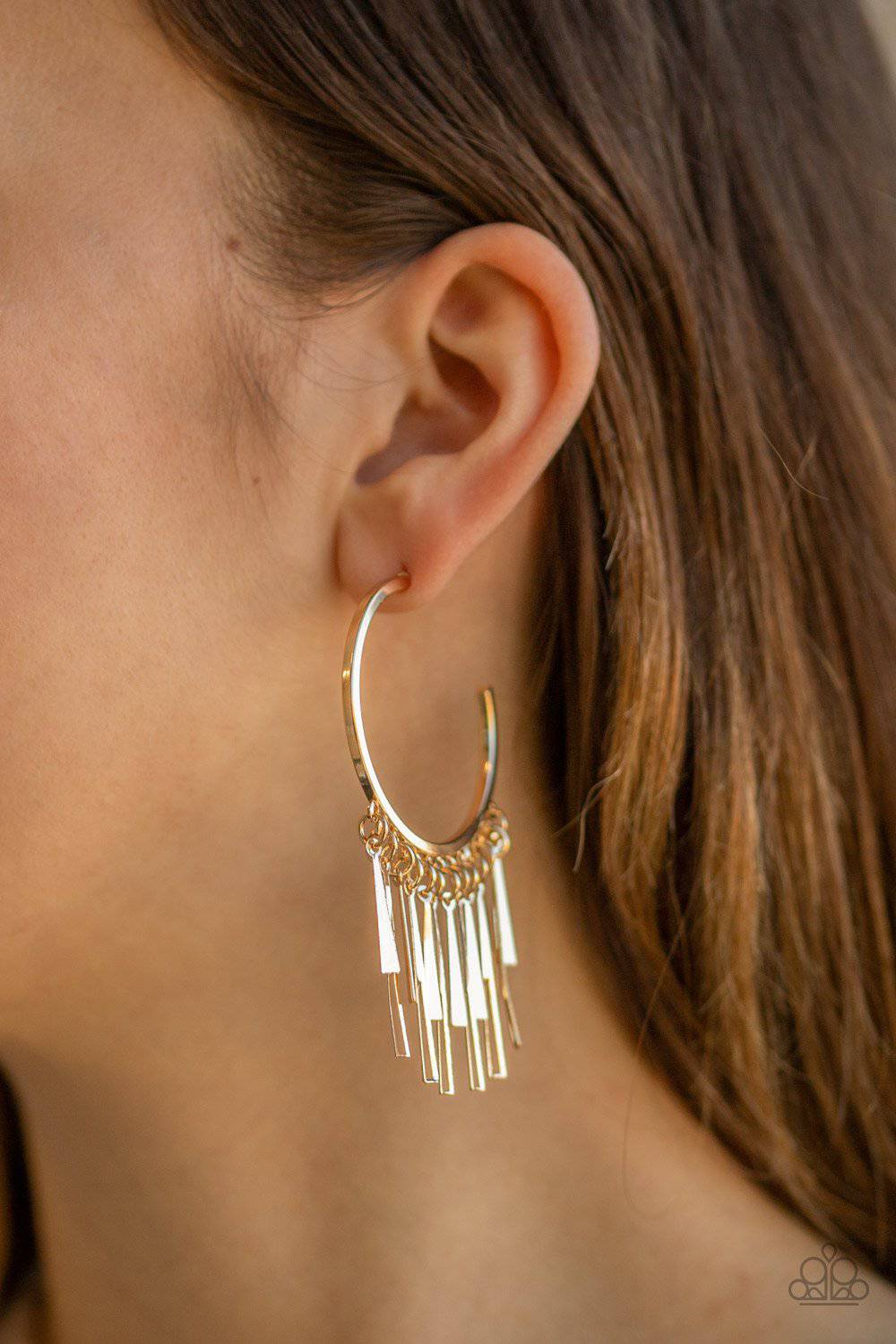 Bring The Noise - Gold Earrings - Paparazzi Accessories - GlaMarous Titi Jewels