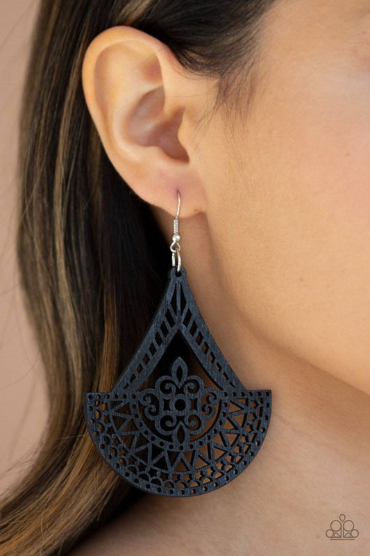 Tiki Sunrise - Black Wooden Earrings - Paparazzi Accessories - GlaMarous Titi Jewels