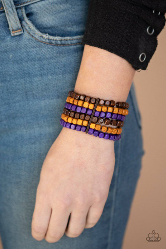 Tropical Tundra - Purple Wood Stretchy Bracelet - Paparazzi Accessories - GlaMarous Titi Jewels