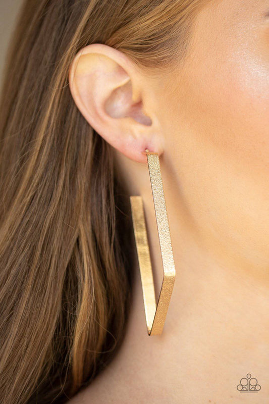 Way Over The Edge - Gold Hoop Earrings - Paparazzi Accessories - GlaMarous Titi Jewels