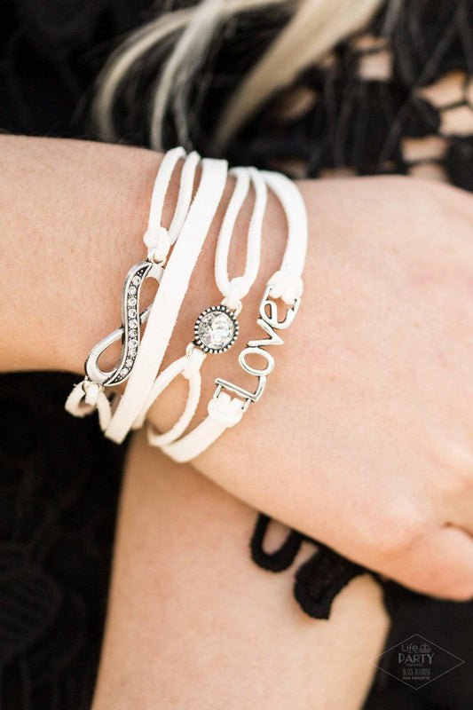 Infinitely Irresistible - White "Love" Infinity Charm Bracelet - Paparazzi Accessories - GlaMarous Titi Jewels