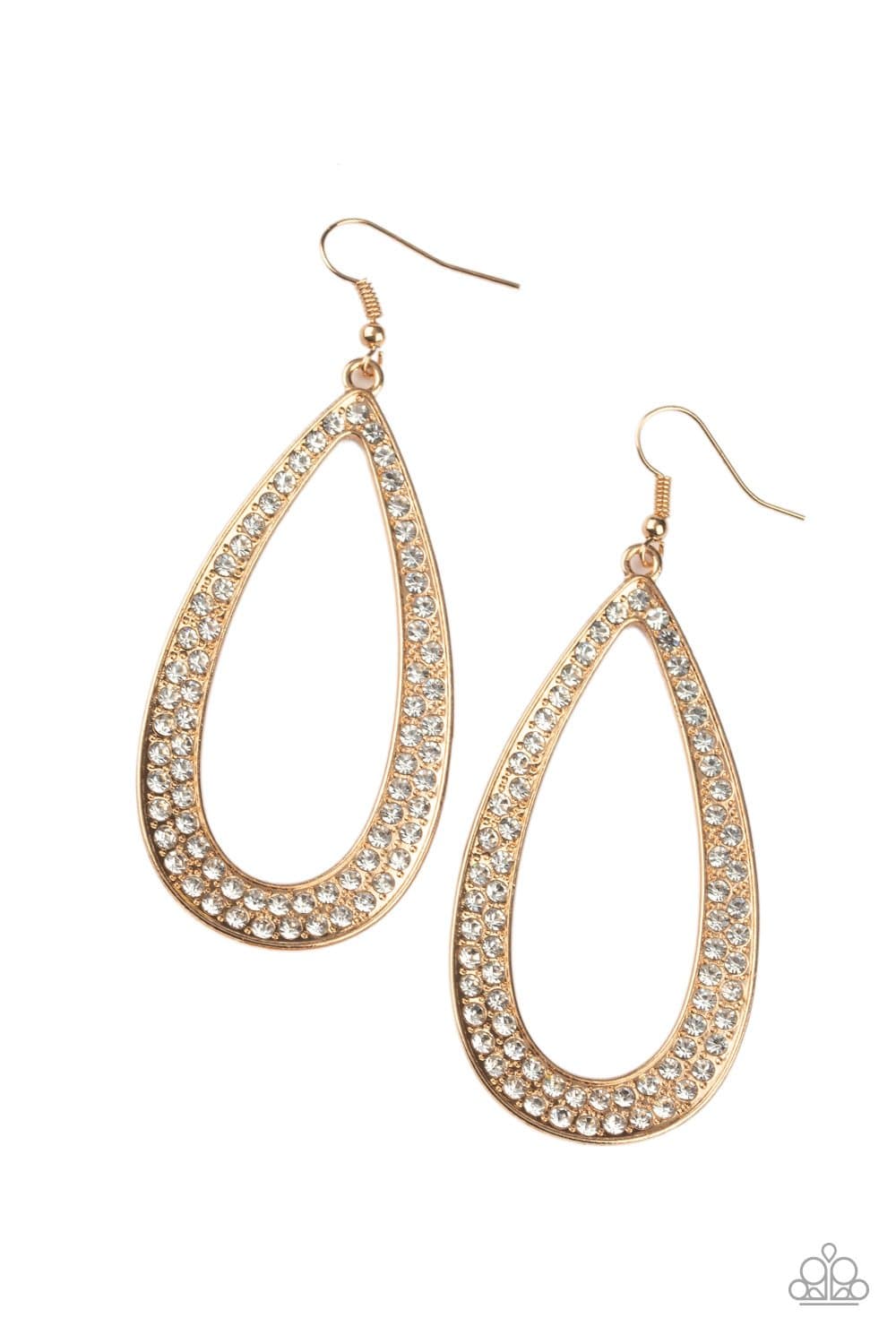 Diamond Distraction - Gold Rhinestone Earrings - Paparazzi Accessories - GlaMarous Titi Jewels