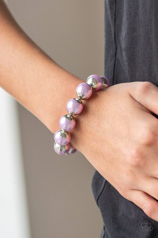 One Woman Show-STOPPER - Purple Pearl Stretchy Bracelet - Paparazzi Accessories - GlaMarous Titi Jewels